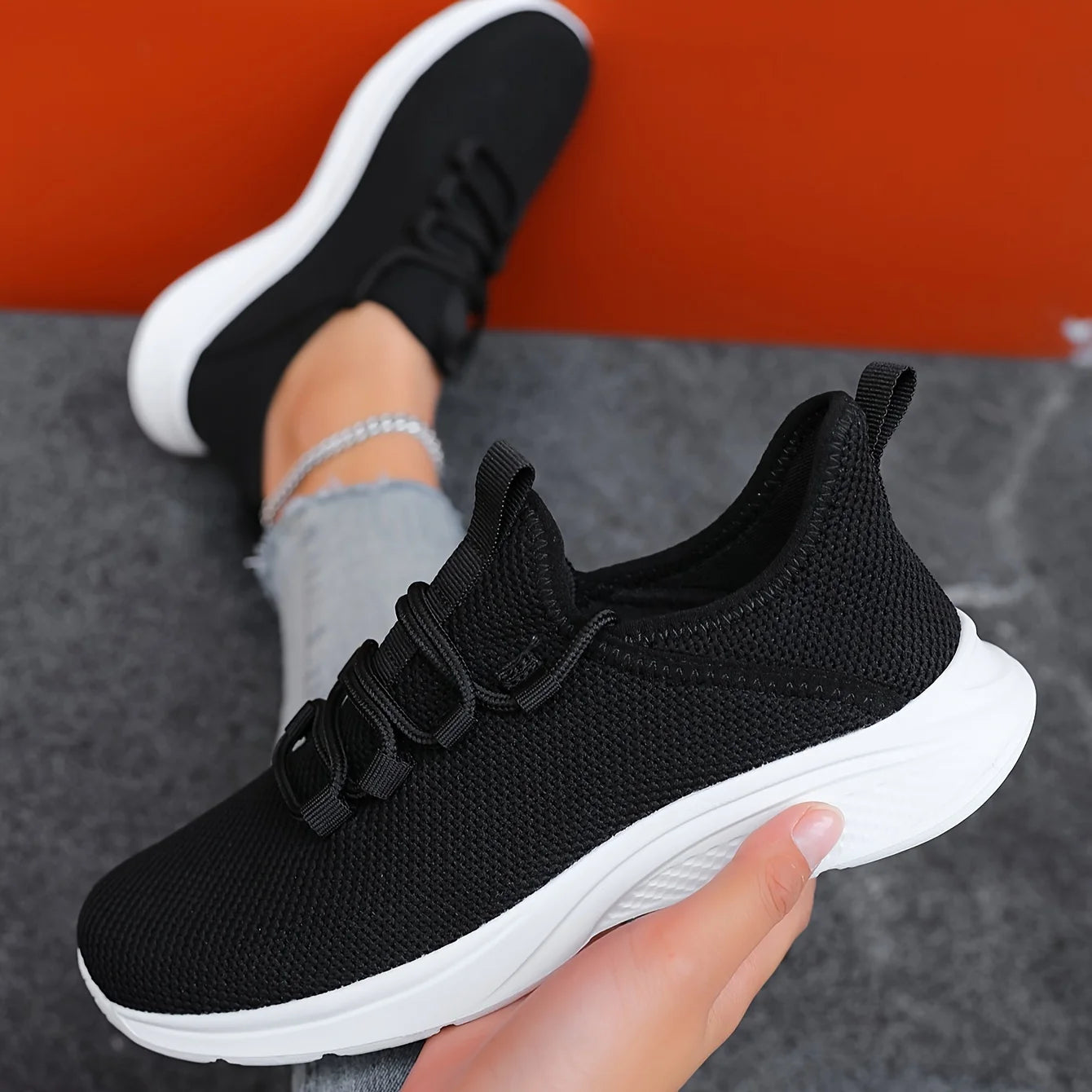 Four Seasons Fashion Casual Women's Breathable Lightweight Anti-Slip Durable Outdoor Sports Shoes Couple Running Sneakers Road Zpaxo