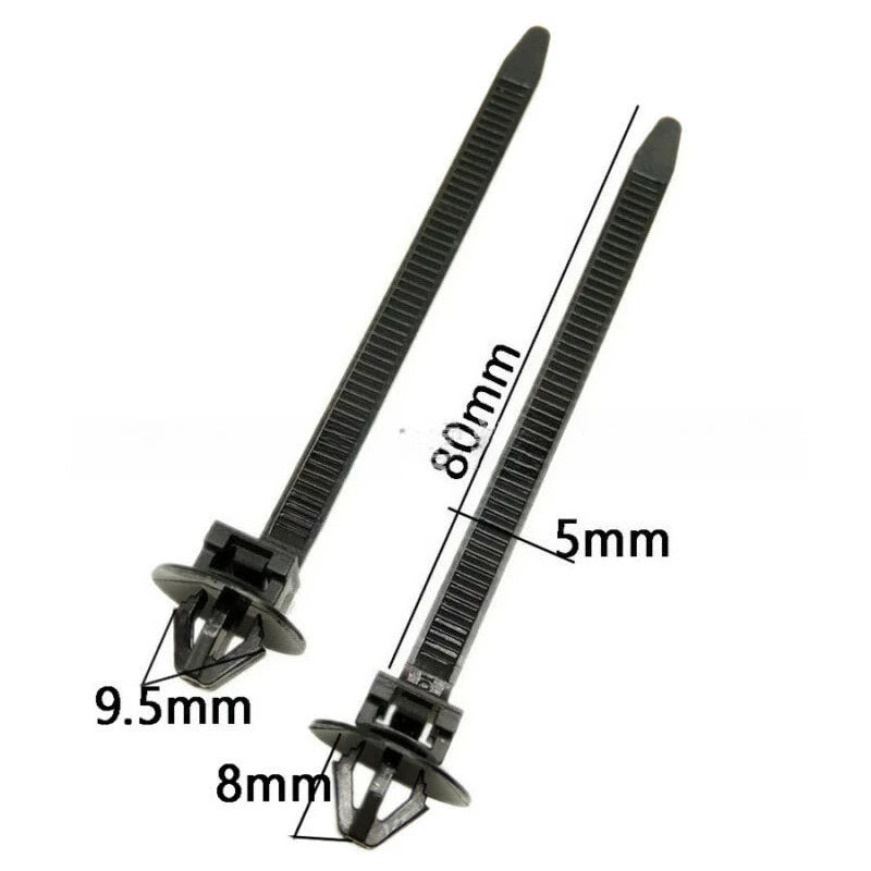 10/100PCS Car Nylon Black Cable Ties Push Mount Wire Harness Fastener Cable Clamp Clips Ties Management Car Wire Organizers Zpaxo