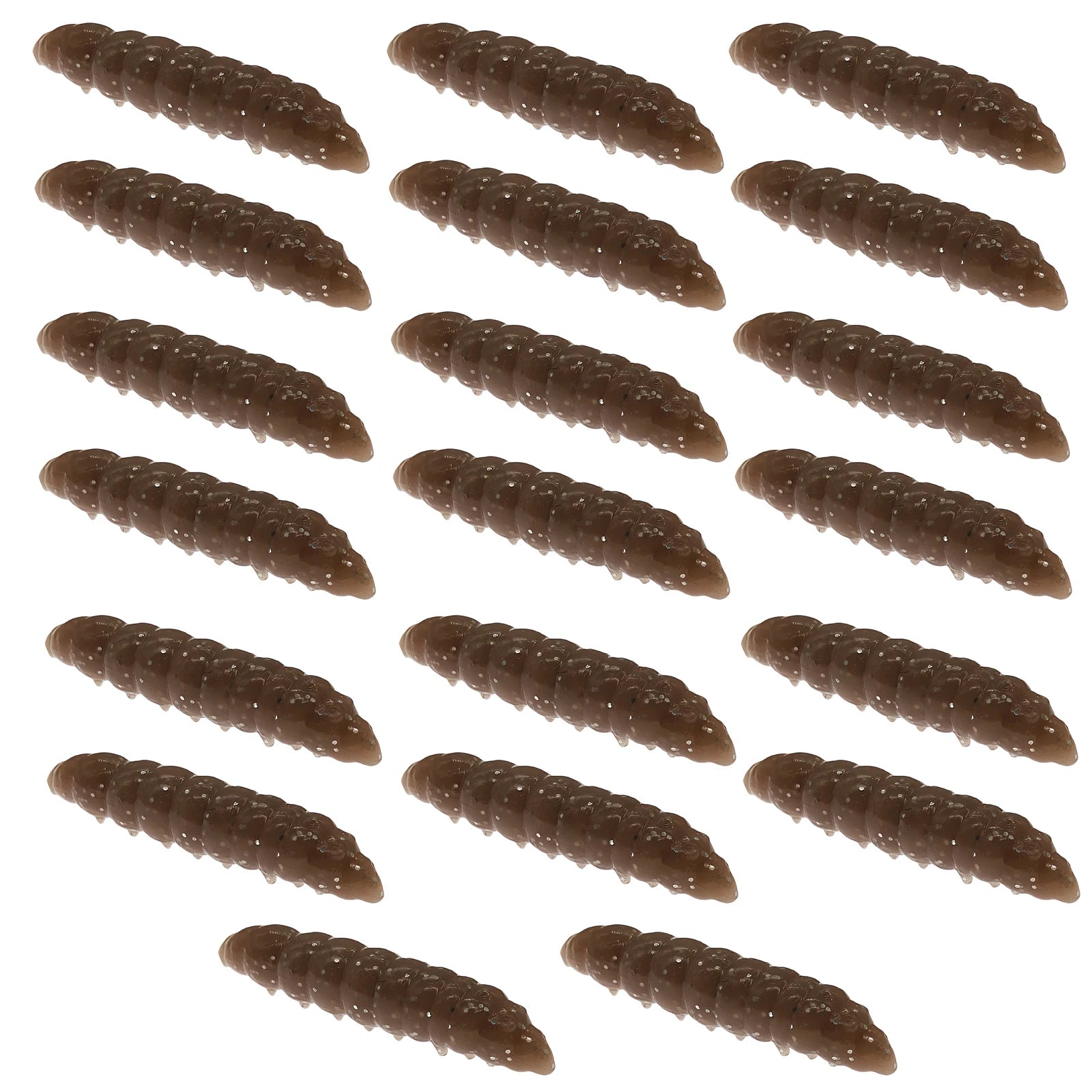 Box Luminous Simulation Grub Soft Baits Floating TPE Insect Lure Zpaxo 20PCS Brown