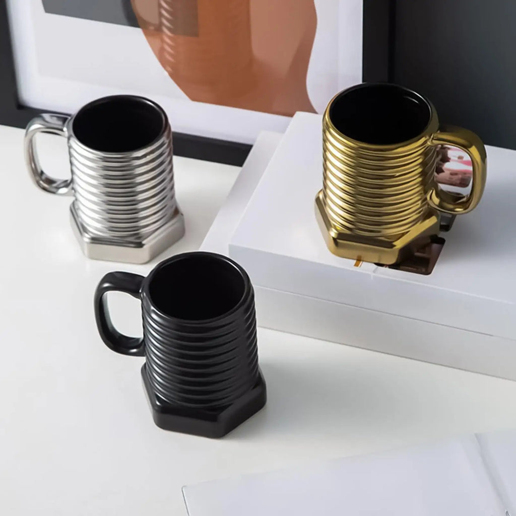 Spiral Hexagonal Coffee Mug Screw Design Heat Resistant Drinkware