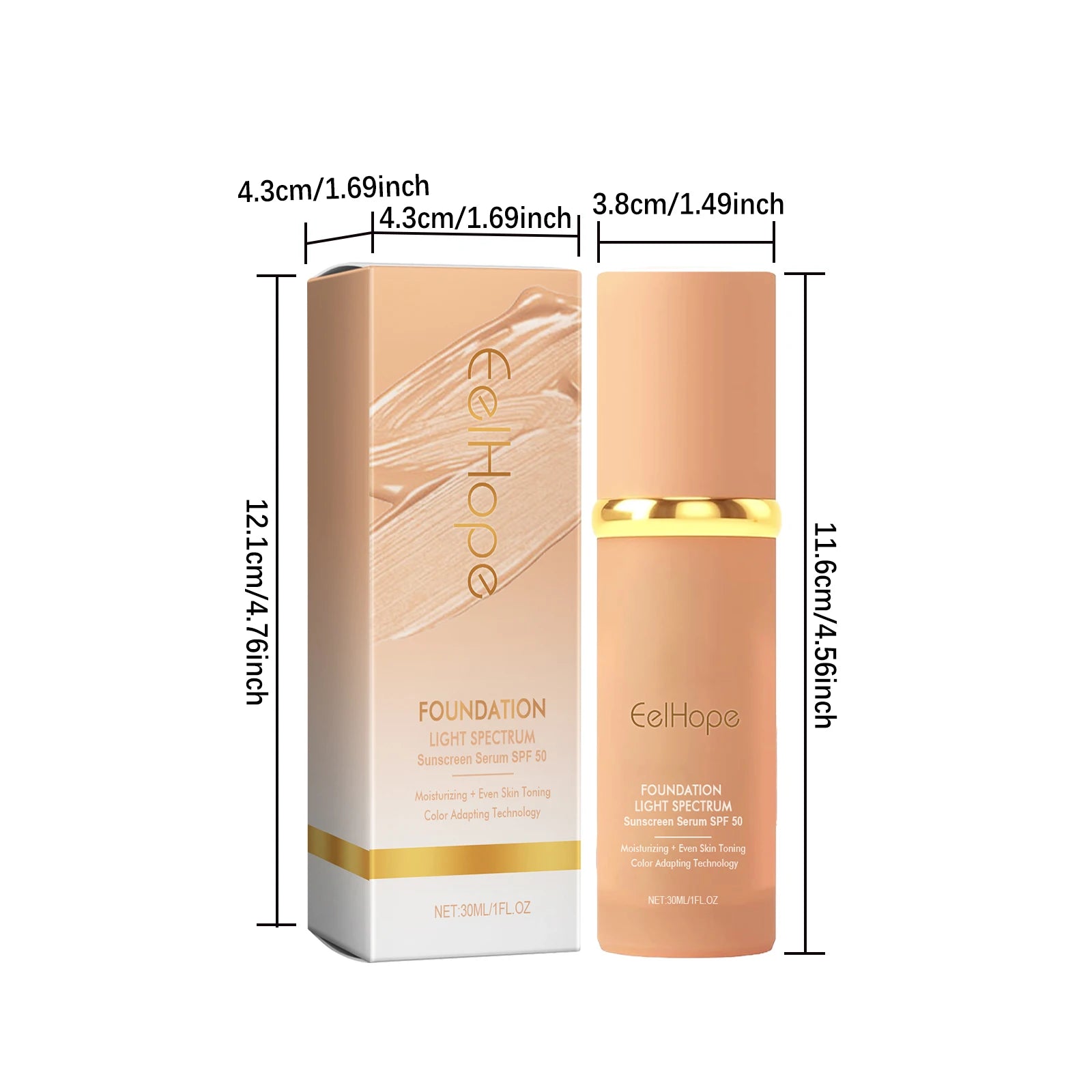 Eelhope 4-in-1 Color Changing Foundation SPF 50 Serum Concealer Liquid Foundation Zpaxo