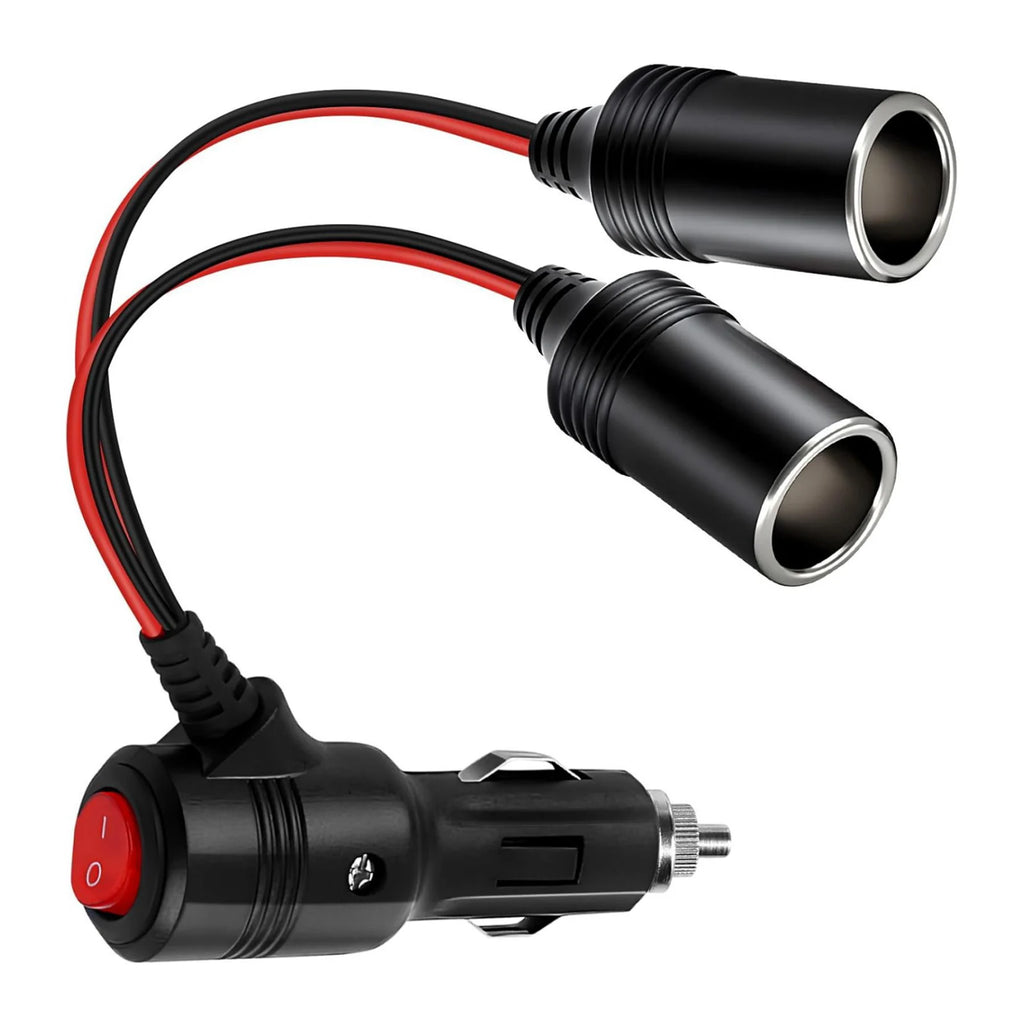 Universal Car Cigarette Lighter Splitter Adapter Off Switch 1 Male 2