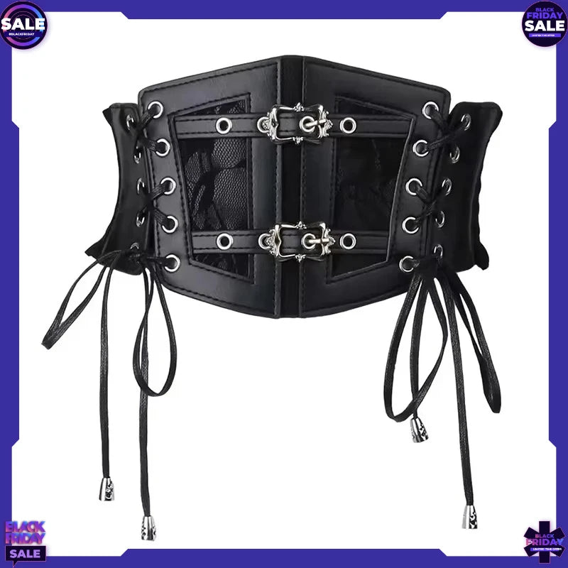 2026 Flash Sale！Ladies's Retro Corset Belt Gothic Punk Tie Rope Elastic Lace Dress Corset Belt Solid Color Fashion Waistband Zpaxo