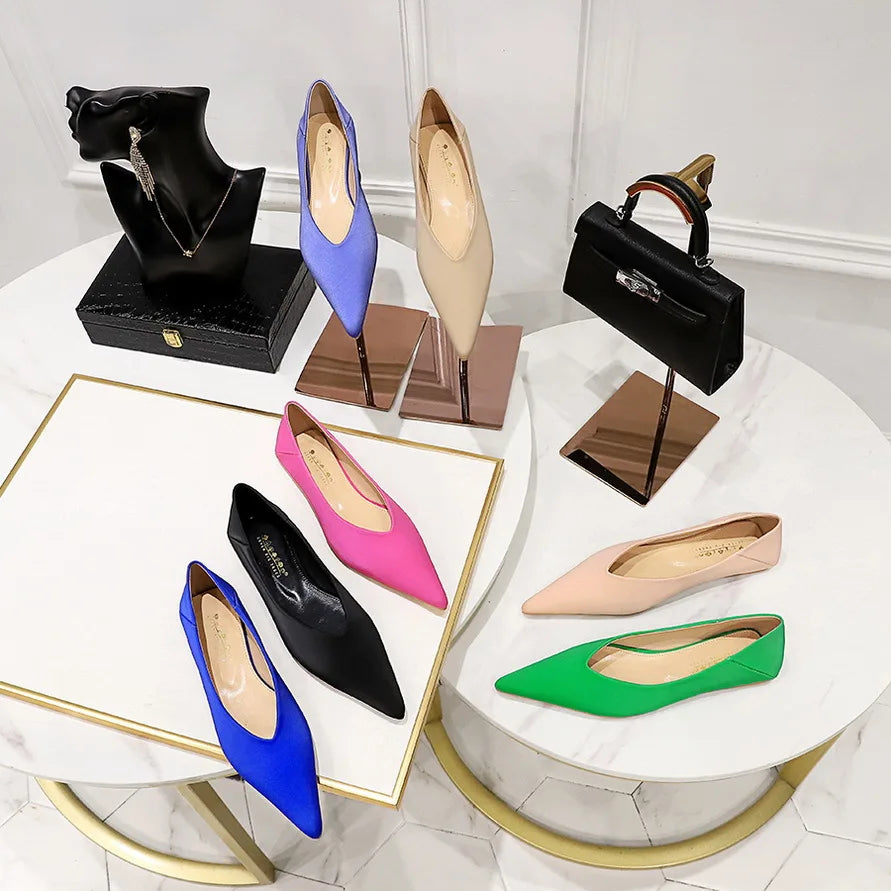Flat Shoes for Women Spring and Autumn 2025 New Fashion Sweet Silk Shallow Mouth Pointed Toe Ladies Shoes Loafers Women Zpaxo