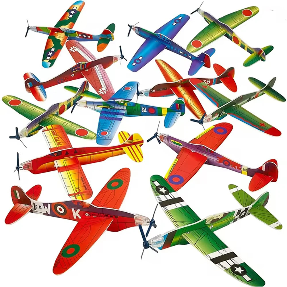 12Pcs Foam Airplane Toy Glider Planes for Kids Party Favors Birthdays Gifts Prize Airplane Model Outdoor Flying Toys Zpaxo 12Pcs Set