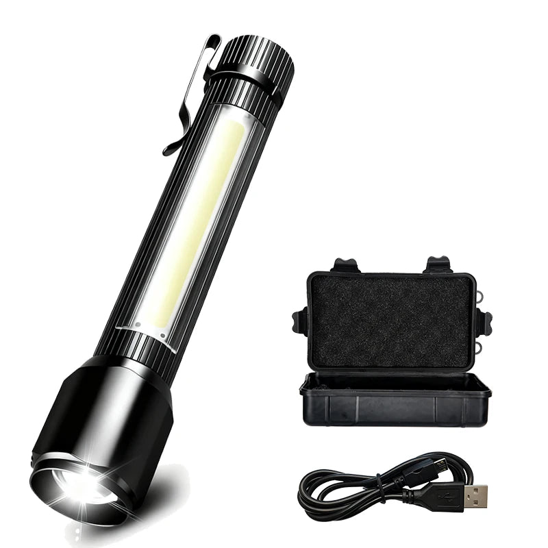 Rechargeable Zoom LED Flashlight – 3 Modes, Waterproof Torch