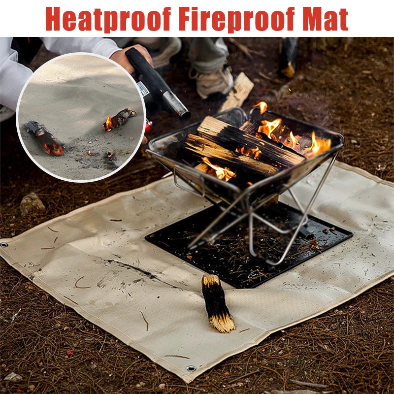 Outdoor Camping Fiberglass Mat Fireproof Cloth Picnic Barbecue