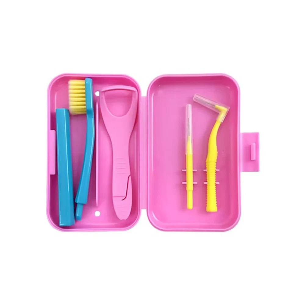 Portable Toothbrush Box Orthodontic Oral Hygiene Tools Kits Zpaxo Pink