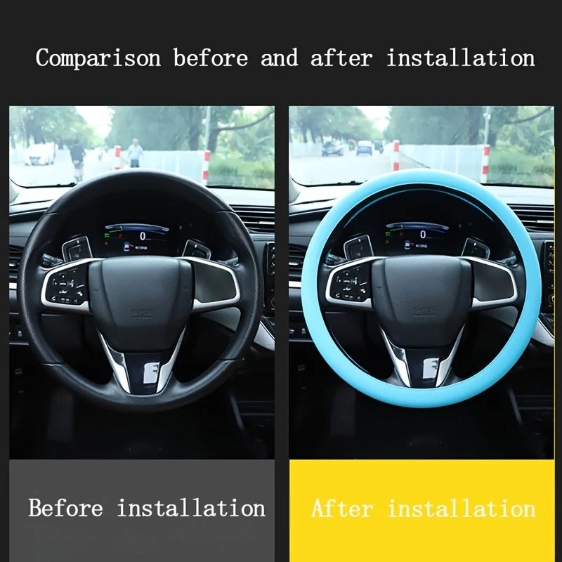 Ultra-thin Anti-slip Car Steering Wheel Protective Cover, Silicone Steering Wheel Cover, Universal Steering Wheel Cover Zpaxo