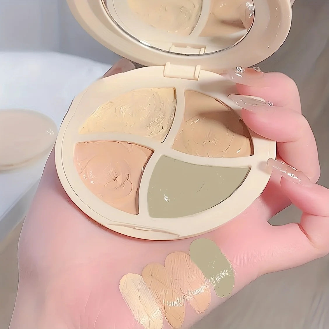 Four-Color Concealer Cream Moisturizing Concealer for Dark Circles,Brightening,Multi-Color Contouring,Foundation Cream Zpaxo Four-Color Concealer