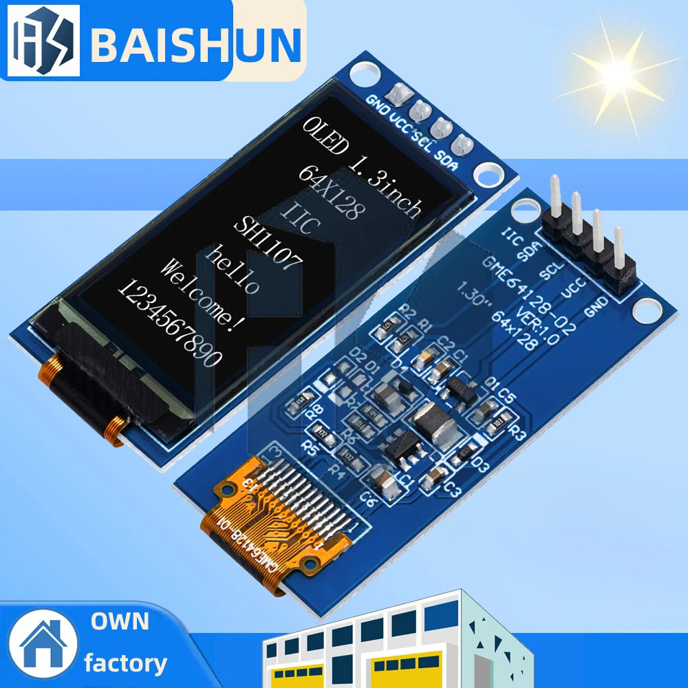 1.3 inch OLED display 64×128 LCD module SH1107 LCD 1.3 "OLED Vertical screen module for arduino Zpaxo