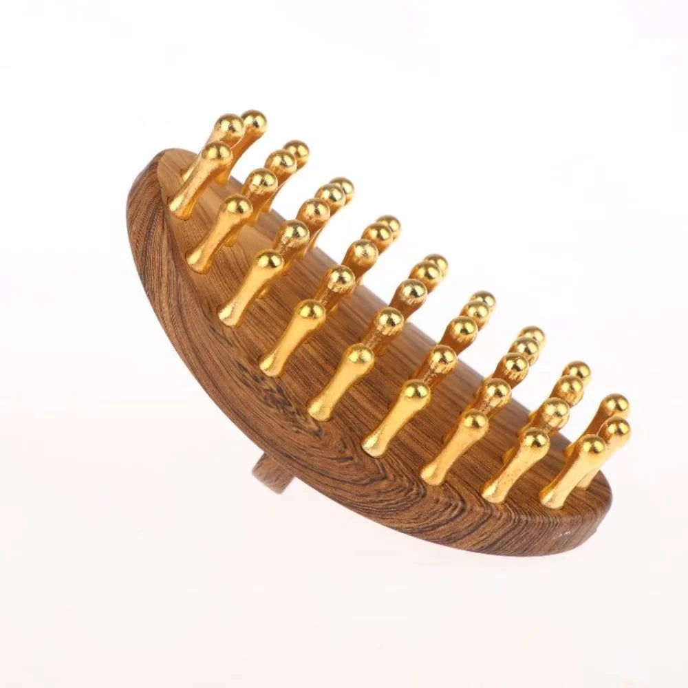 39-Tooth Solid Brass Body Massage Brush Gold Bead Roller Pressure Zpaxo 1pc