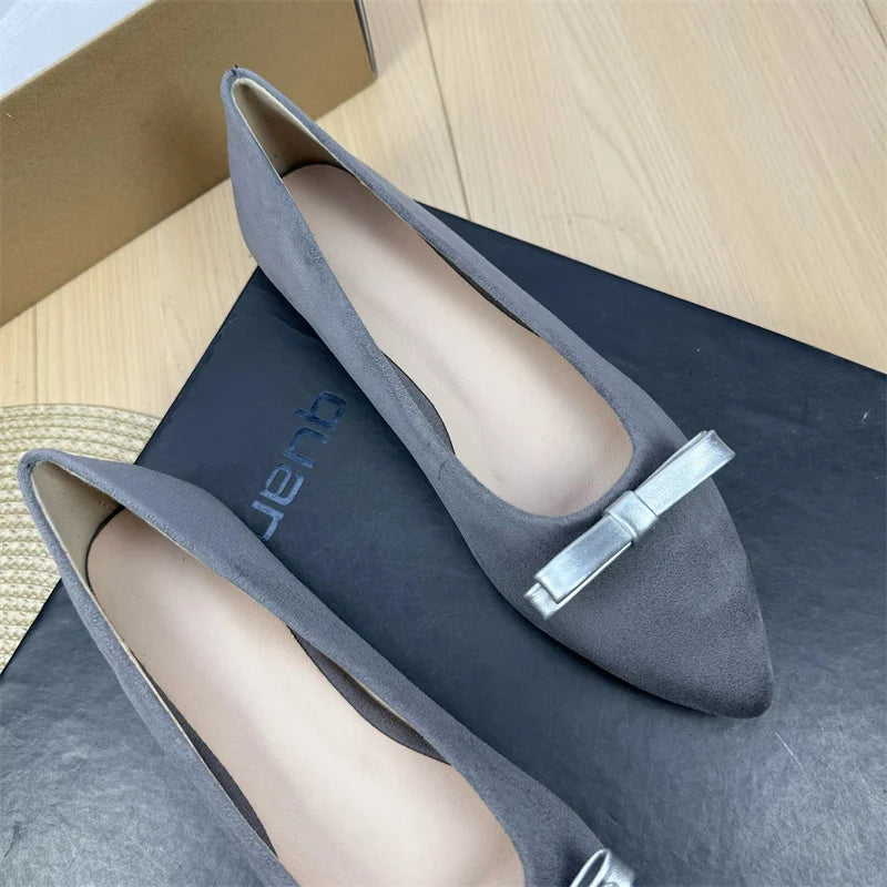 Flat Shoes for Women Spring and Summer 2025 New Butterfly Bow Pointed Toe Ballet Shoes Shallow Plus Size Women's Shoes 42 43 44 Zpaxo