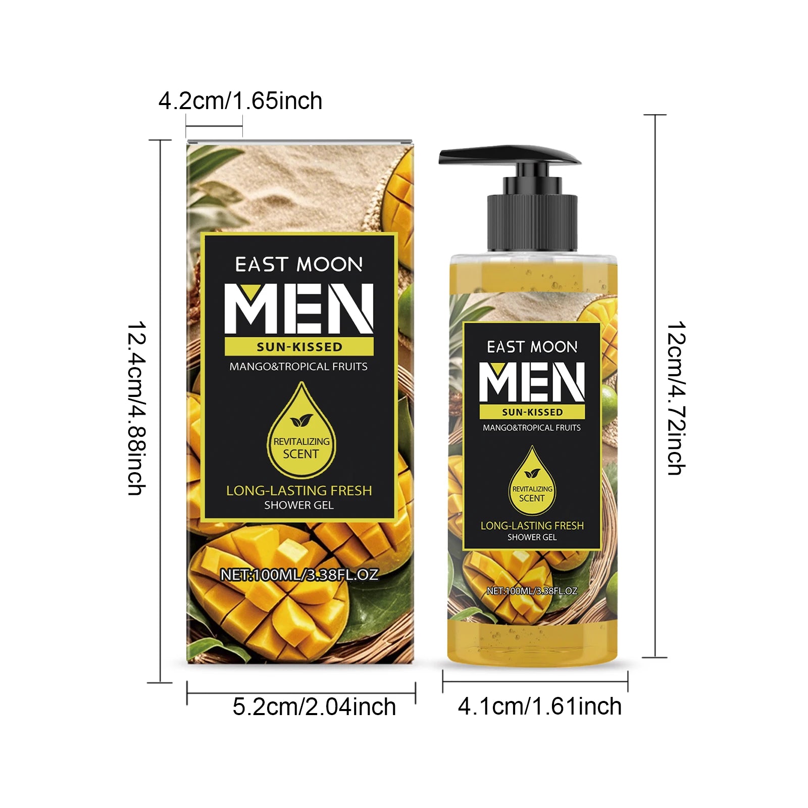 EAST MOON Shower Gel Gift Set – 4 Scents, Deep Cleansing 100ml Shower Gel Gift Set Zpaxo Mango Moisturizing