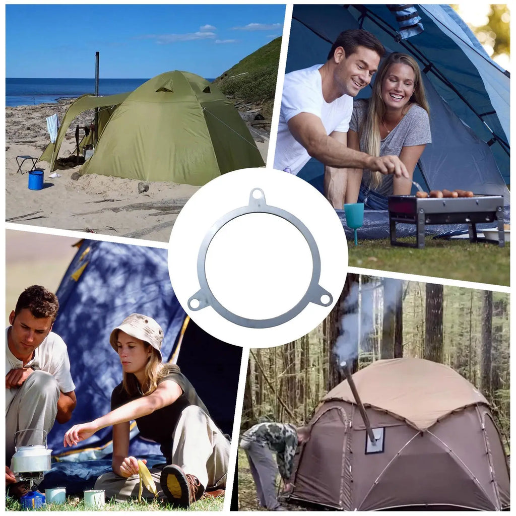 Outdoor Camping Wood Stove Chimney Wind Rope Stainless Steel Ring