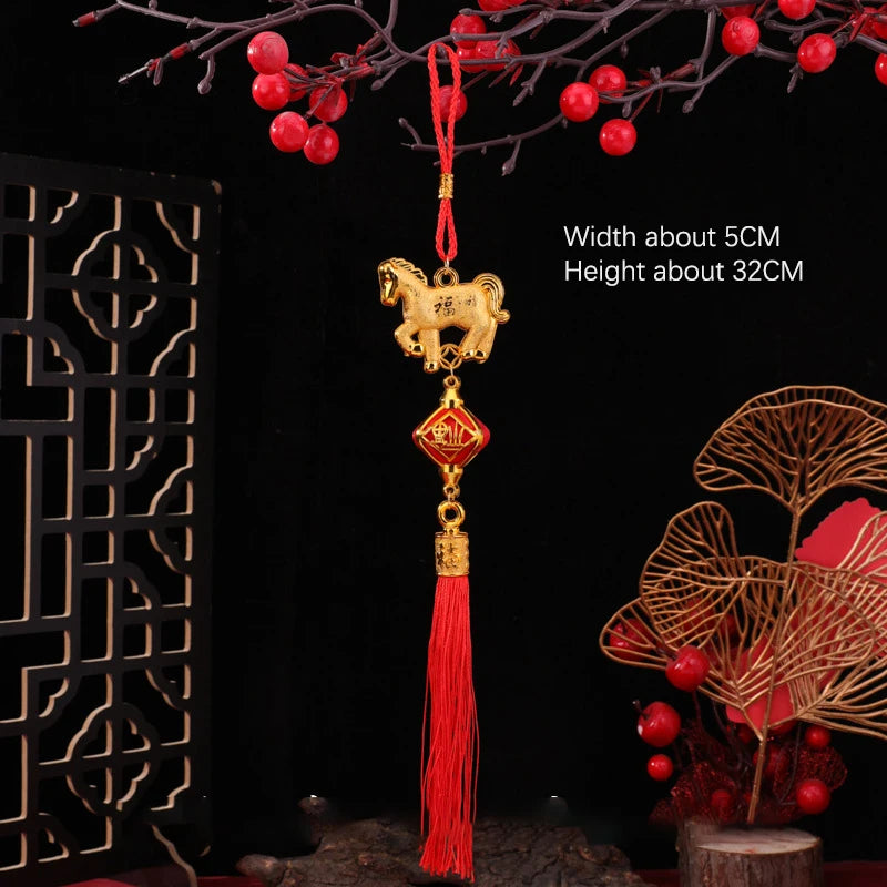 1/10Pcs 2026 Year Of The Horse Wall Hanging Car Ornament Chinese New Year 3D Horse Lantern Red Gold Pendant Lucky Decor Gifts Zpaxo A5