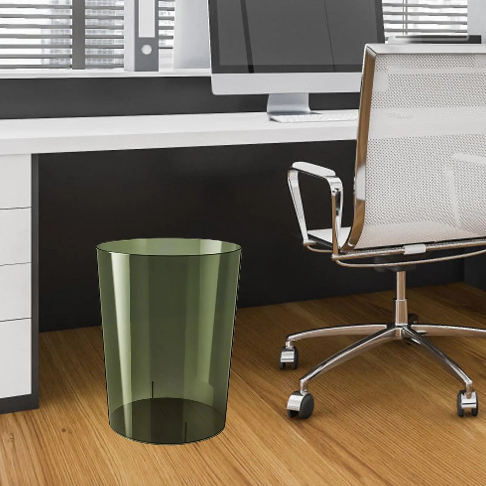 Waste Paper Bin Rubbish Bin Clear Round Dustbin Trash Can for Dressing Table Office Bedroom Kids Room Zpaxo Green L
