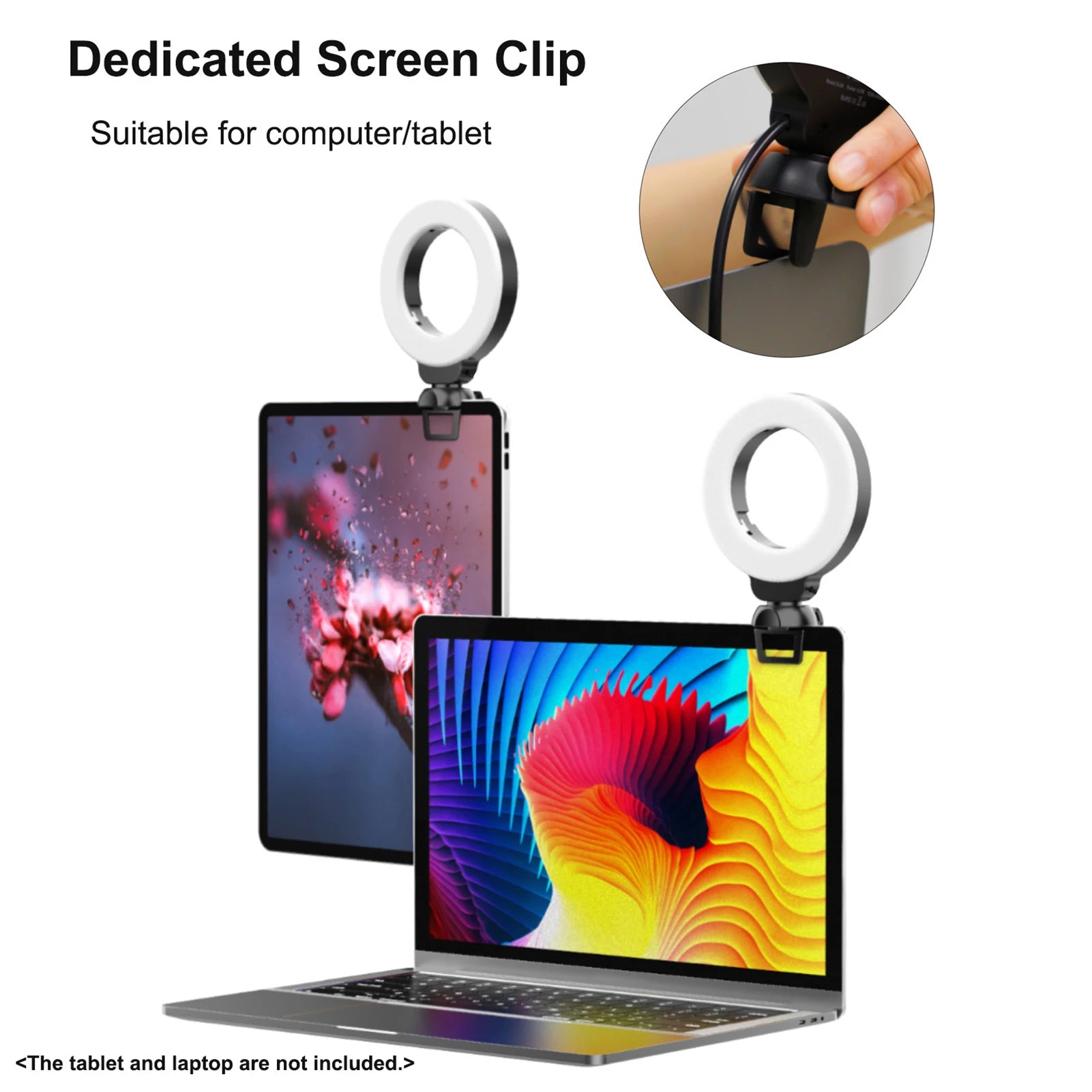 Mini LED Ring Light Clip-on Laptop Video Conference Lighting 3 Modes