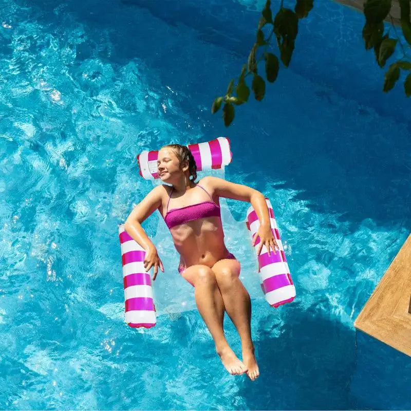 Pool Lounger Hammock Float Quick Inflation Blow Up Chair Swimming Zpaxo