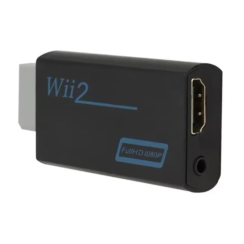 Full HD HDMI-Compatible Adapter For Wii Console Converter with 3.5mm Jack Audio Video Cable 720P For PC HDTV Monitor Display Zpaxo black