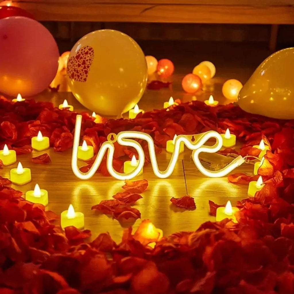 LOVE Shape LED Neon Sign Battery Powered Novelty Letter Mini Night Zpaxo