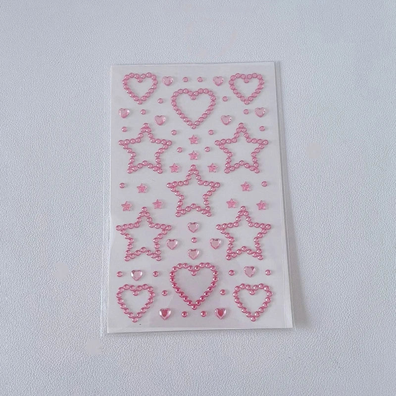 1 2 Sheets Fish Cakes Heart Star Angel Wings Sparkly Rhinestone Zpaxo Pink Heart-1PCS