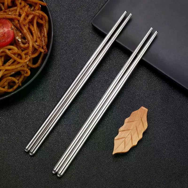 Stainless Steel Chopsticks Reusable Household Round Metal Chop Sticks Japanese Sushi Food Stick Kitchen Tableware Cutlery Zpaxo