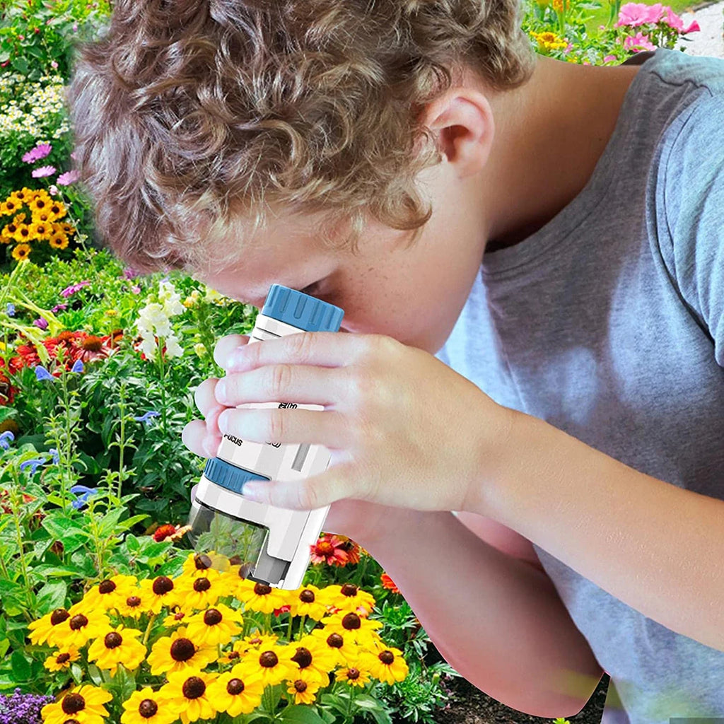 Kids Science Microscop 60-200x Pocket Microscope Porta Electric Mini Handheld Microscope Outdoor Educational Child Interest Toy Zpaxo