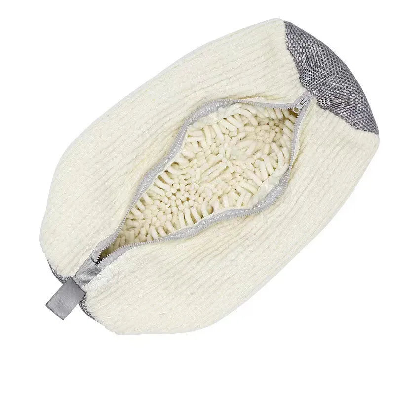 Shoe Washing Bag Washing Machine Laundry Bags Microfiber Closure Shoes Cleaning Bag Shoes Laundry Net Fluffy Fibers Sneaker Zpaxo Beige