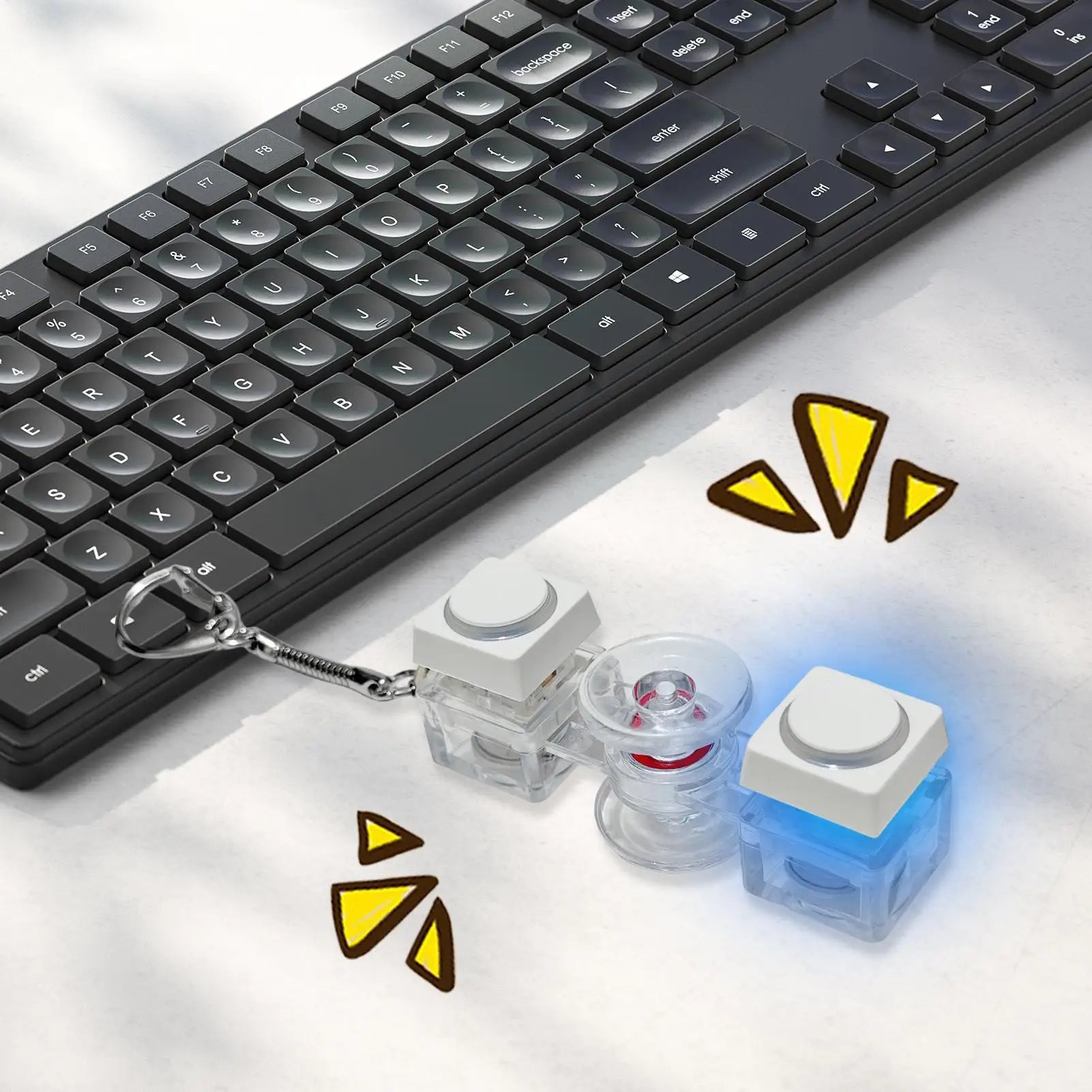 Keyboard Keychain Realistic LED Light Up Keychain Funny Clicky Toys For Kids Adults Schoolbag Cell Phone Backpack Suitcase Zpaxo