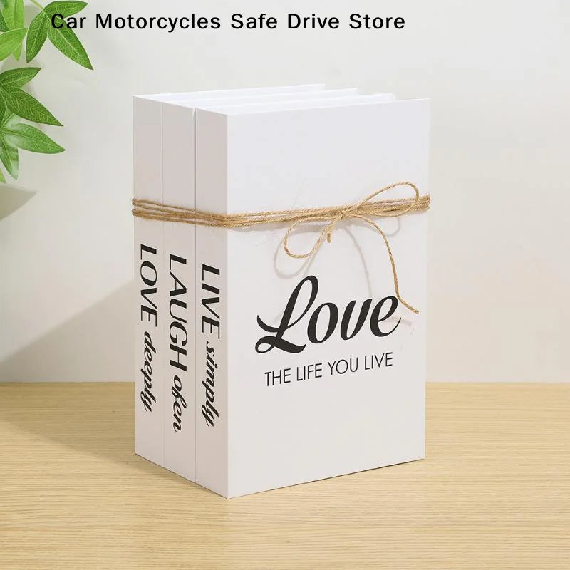 M3 Decorative Faux Book Storage Boxes Inspirational Quote Prints Bow