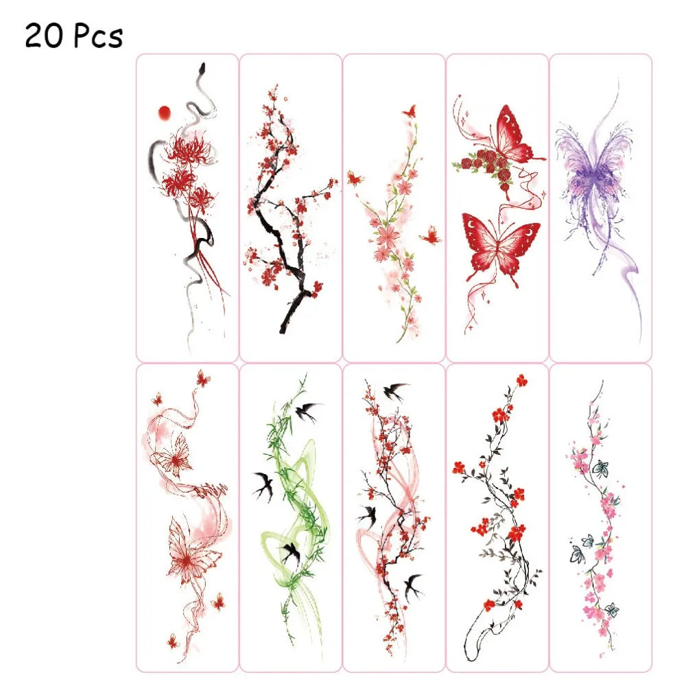 Trendy Flower Temporary Tattoos Glitter Waterproof Arm Tattoo Zpaxo 20Pcs