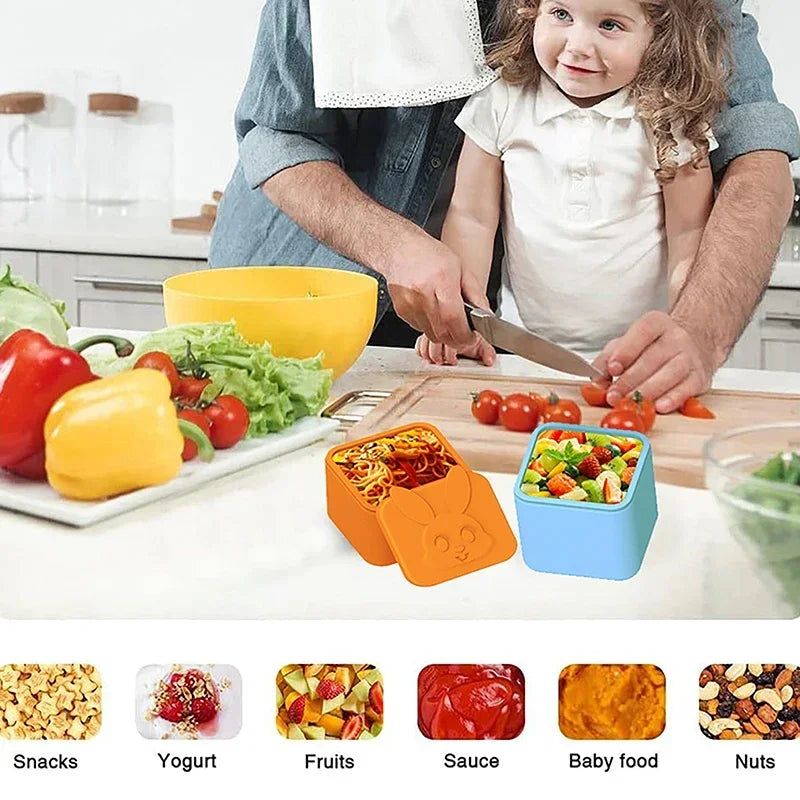 Silicone Lunch Box Sauce Divider Cup Lid Square Small Fits Most Bento
