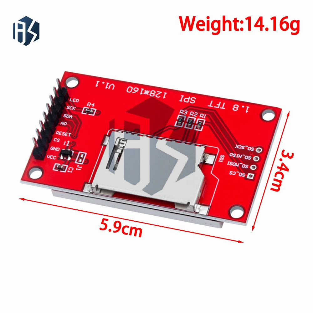 1PCS 1.8 inch TFT LCD Module LCD Screen Module SPI serial 51 drivers 4 IO driver TFT Resolution 128*160 Zpaxo