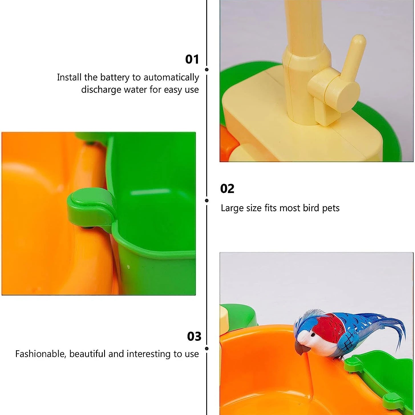 Parrot Automatic Shower Pet Bird Bath Cage Basin Bowl Birds