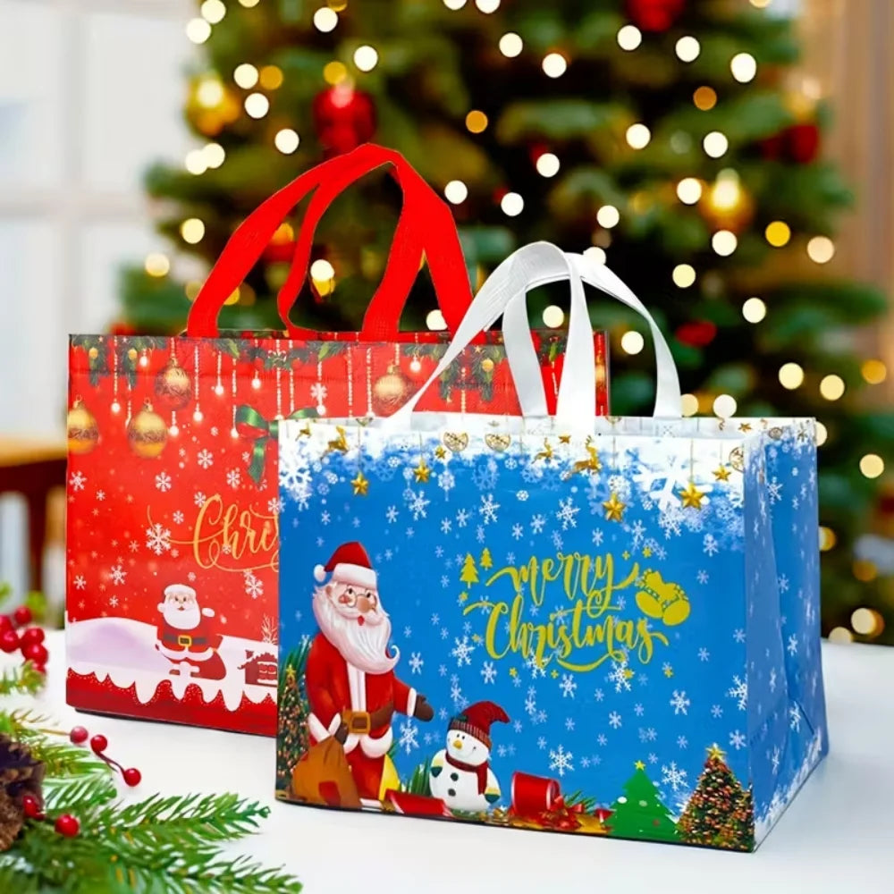Random Christmas Bags Shopping Storage Tote Reusable Foldable Ba Zpaxo