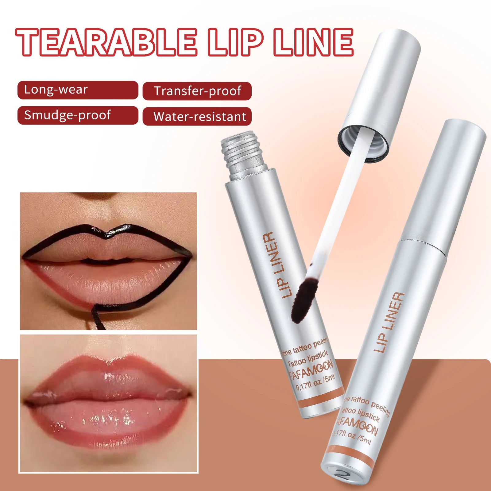 Peel-off Lip Liner Gloss Long-lasting Glossy Lightweight Moisturizing