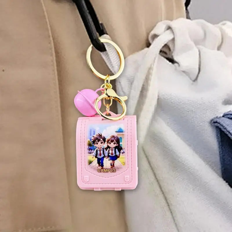 3D Book Keychain School-Theme Miniature Keyring Folding Popup Book Small School Toys Key Chain For All Ages Friends Family Zpaxo
