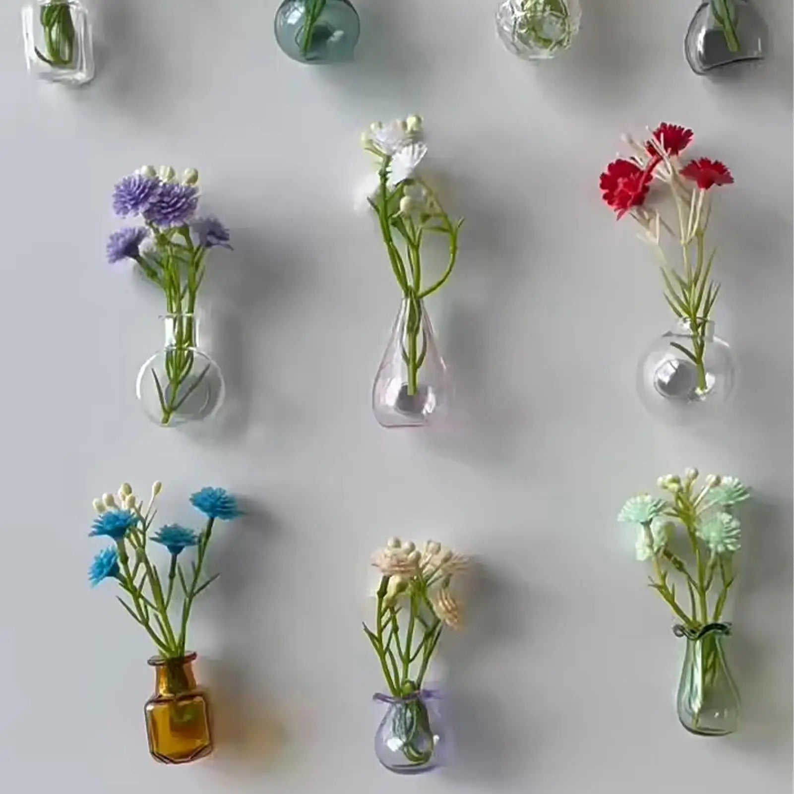 Magnet Vases Refrigerator 10 Glass Cute Decor Small Fridge Flower