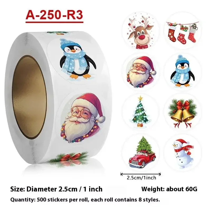 500pcs Merry Christmas Gift Stickers Santa Round Seal Labels Sticker For Gift Baking Package Envelope Stationery Decor Zpaxo