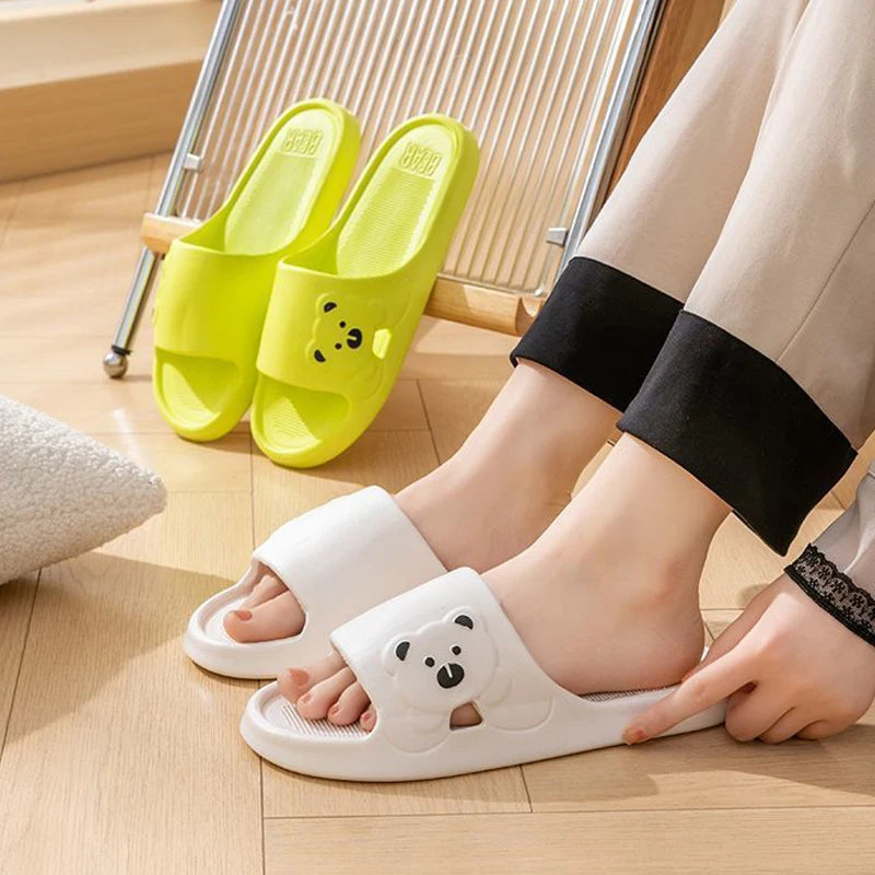 Slippers Bathroom Cartoon Bear Indoor Women Lightweight Soft EVA