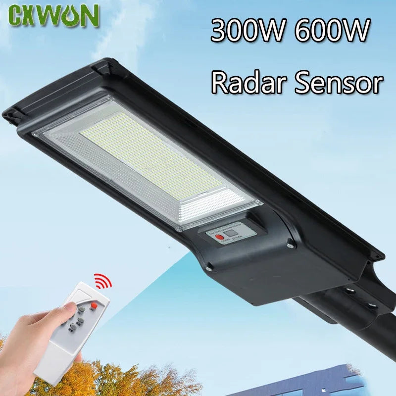 Solar Street Lights Outdoor Lighting Sun Radar Sensor Road Lamp Remote Garden Patio Security Flood Light Zpaxo