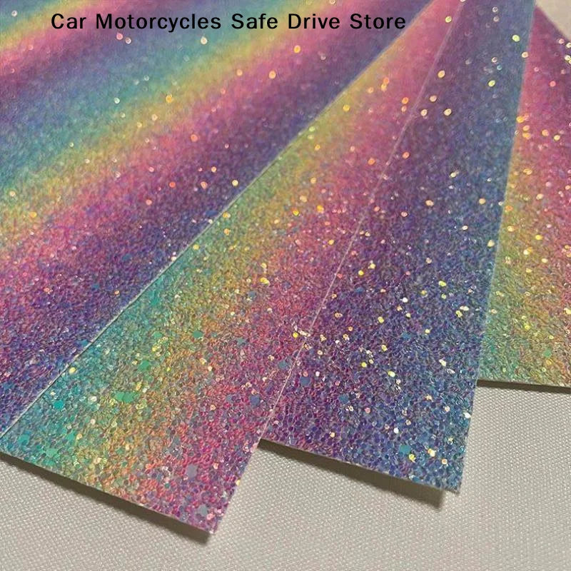 6-piece Bead Art Rainbow Glitter Fabric Iron-on Beads Baking Paper
