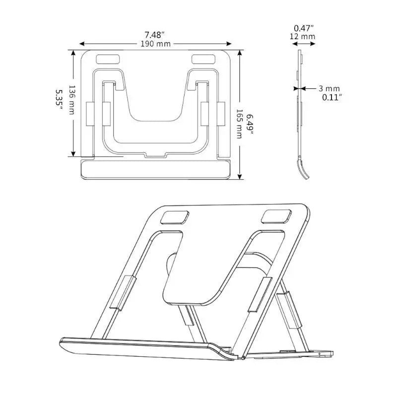 652F Portable Folding Laptop Stand Tablet Riser Cooling Bracket Holder Zpaxo