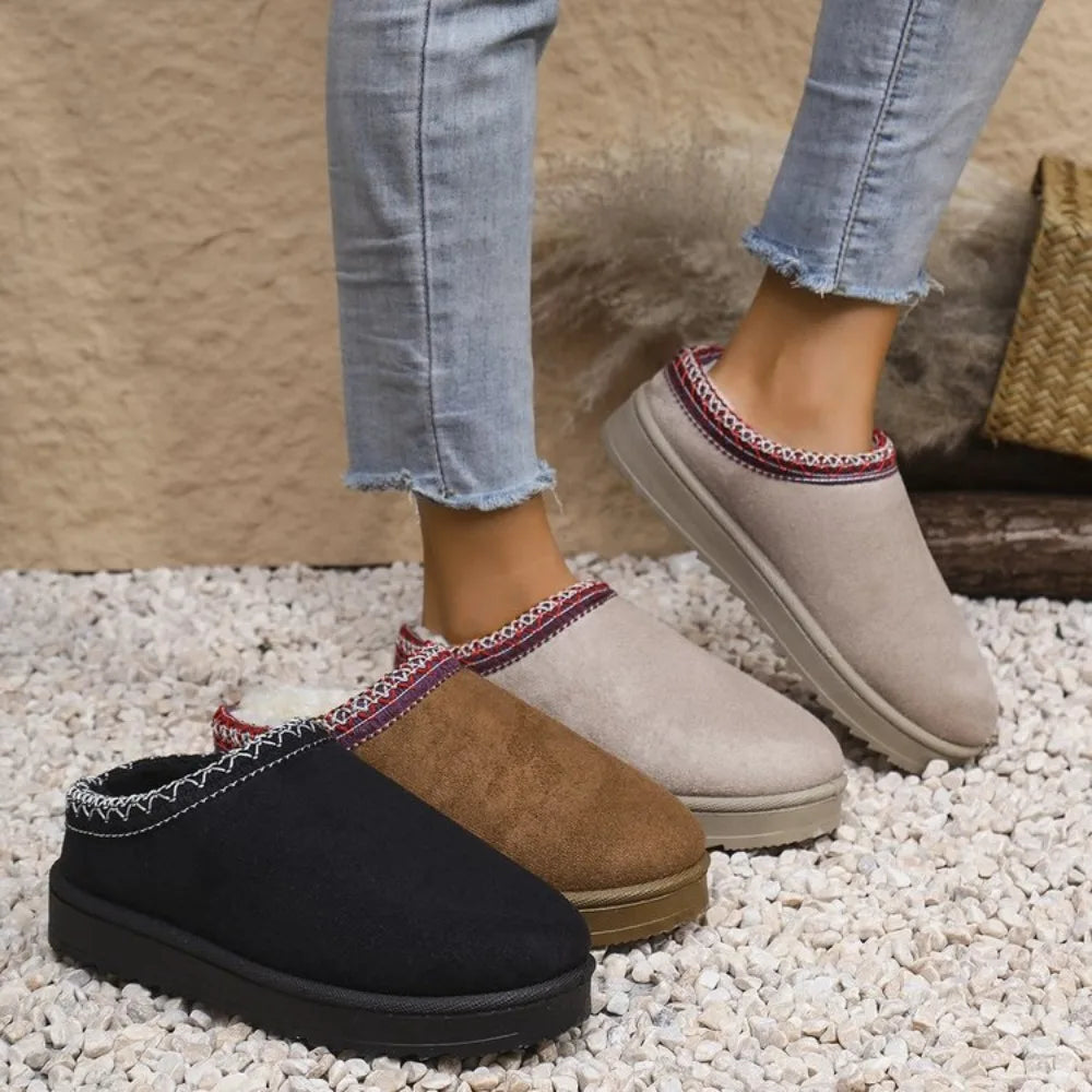 Women's Snow Boots Casual Slip-on Wool Warm Home Luxury Elegant