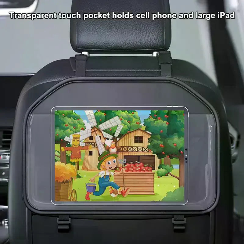 Car Front Seat Organizer – Faux Leather & Touch-Sensitive PVC