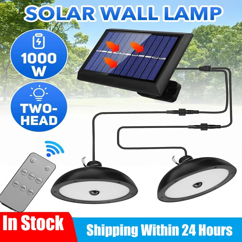 Double Head Solar Led Lamp Outdoors Garden 4 Modes Adjustable Zpaxo Double With Sensor Warm White China Mainland