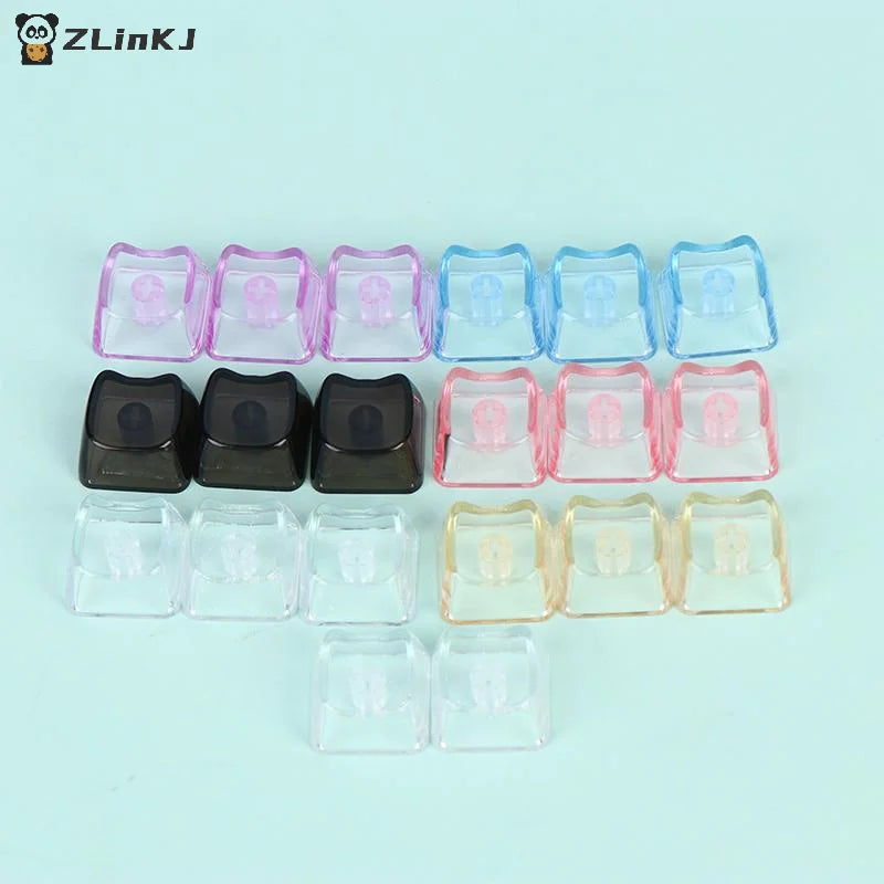 10 Cute Cat Shaped Transparent Keycaps PBT 1U Blank Key Caps MAO Zpaxo