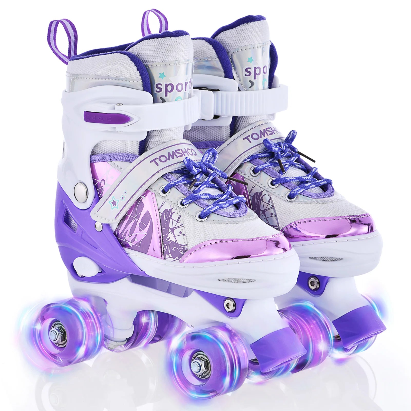 Roller Skates Girls Boys Kids 4 Adjustable Light Up Skate Shoes Ages