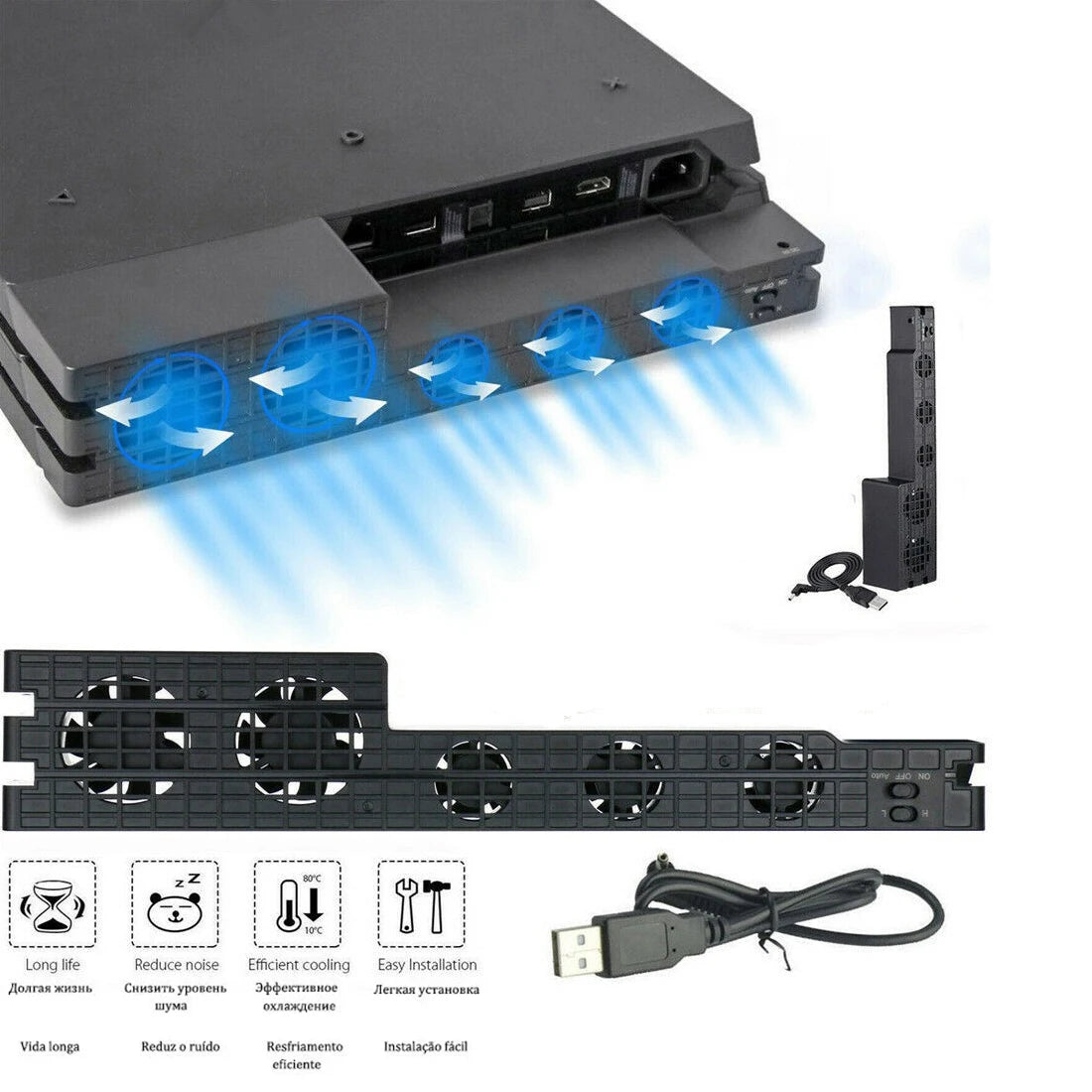 PS4 / PS4 Pro / PS4 Slim Cooling Fan Stand & Console Holder Console Cooling Stand Zpaxo